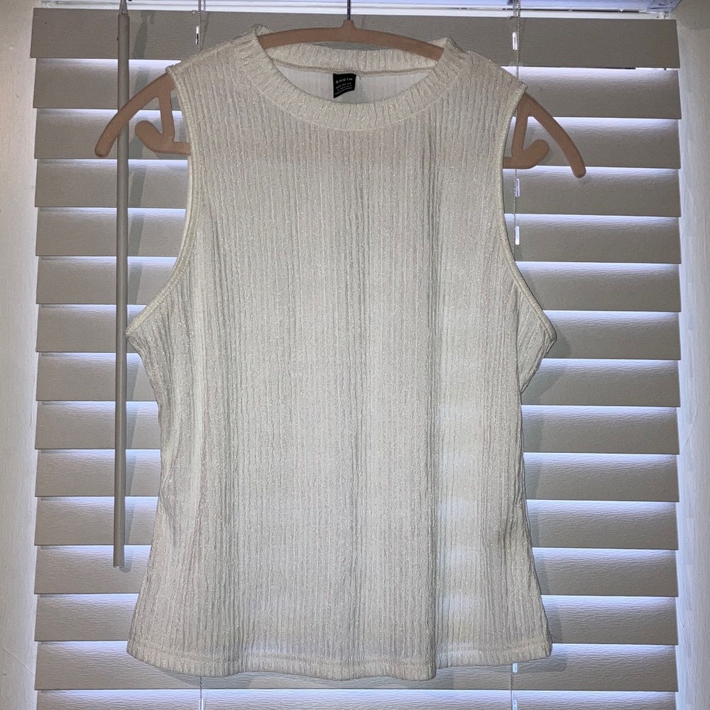 SHEIN Cream Ribbed Tank Top